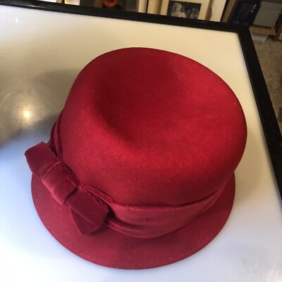 LAIDIES CHARTER CLUB 100% WOOL Fashion HAT Red With Red  display picture 1