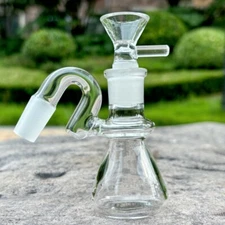 Premium Glass Ash Catcher 14mm 45 Degree Bubbler Bong Pipes Filter w/14mm Bowl