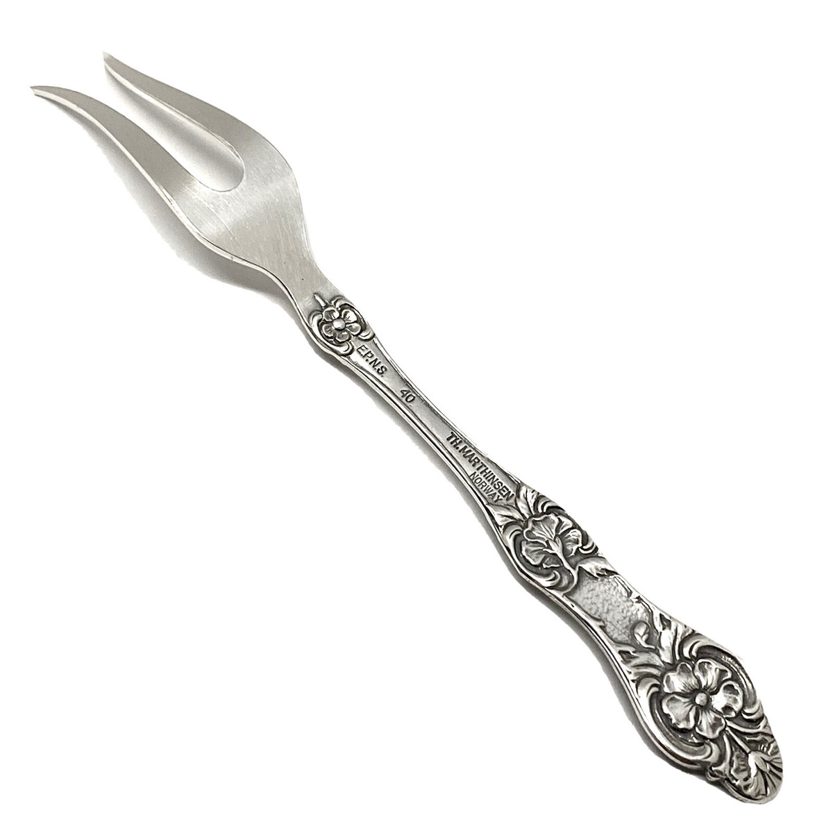 TH Marthinsen Silver WILD ROSE Silver Plate Norway EPNS Lemon Fork