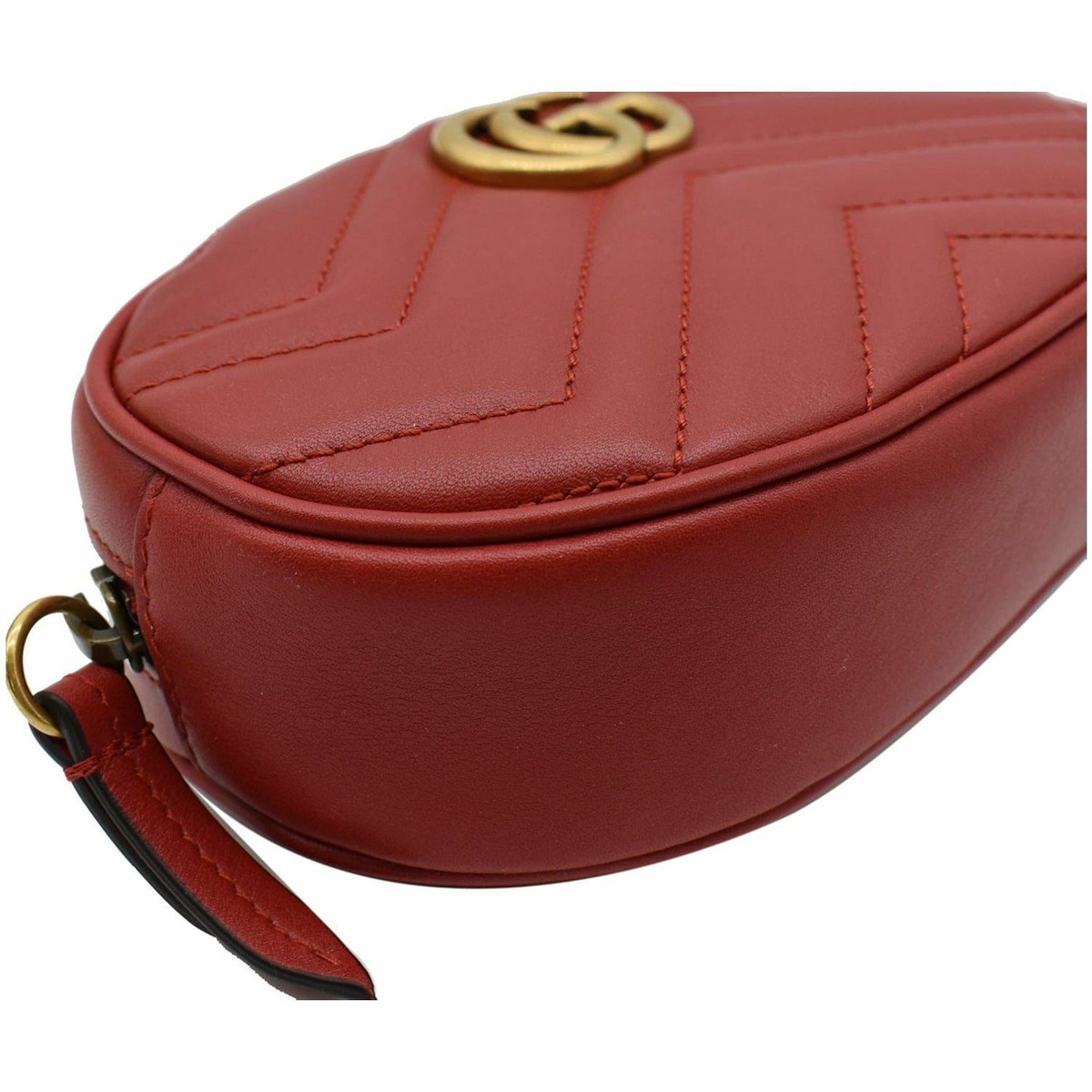 GUCCI GG Marmont Matelasse Leather Belt Bag Red 476434 | eBay