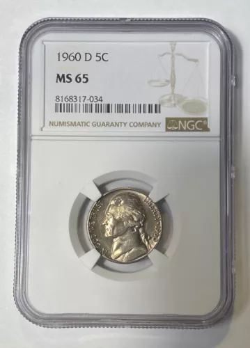 🔥 1960 D Jefferson Nickel 5c Coin Mint State NGC MS 65 🔥