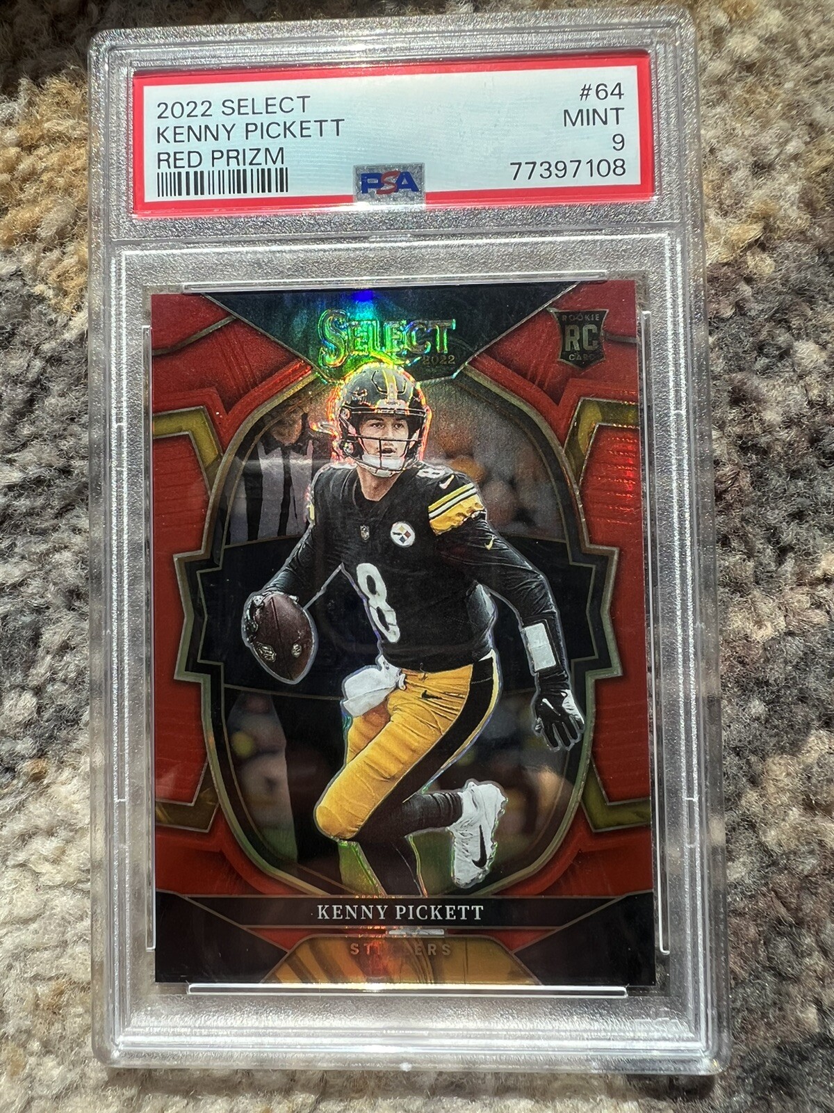 2022 PANINI SELECT RED PRIZM #64 KENNY PICKETT ROOKIE RC/99 PSA 9