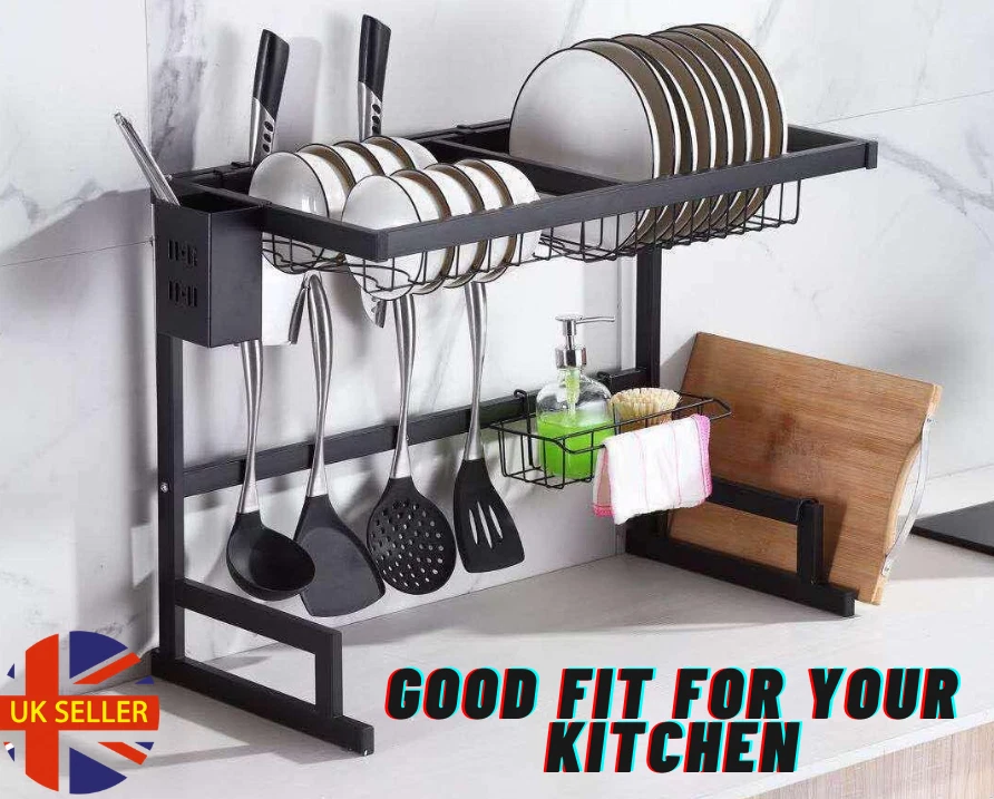 Over the Sink Dish Rack 2 Tier Dish Drying Rack 33x12x19 inches