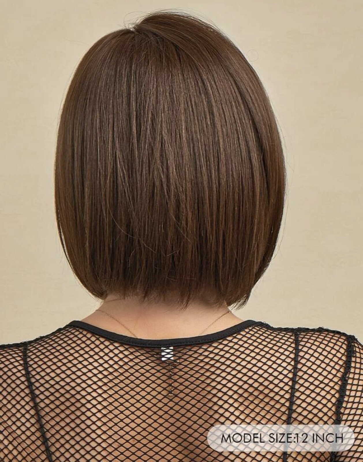 Perruque Synthétique Femme Brune Courte - Coupe Lisse - Bonnet Moyen +4 - Neuf Sans étiquettes
