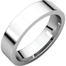5mm 14K Solid White Gold Plain Flat Comfort Fit Wedding Band Ring All Sizes