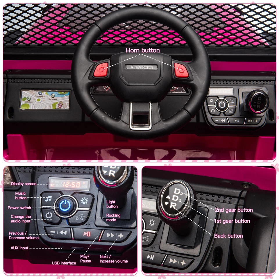 Camión de paseo para niños 12 V vehículo eléctrico coche juguete Jeep de 2 plazas con control remoto Foto 3 de 4