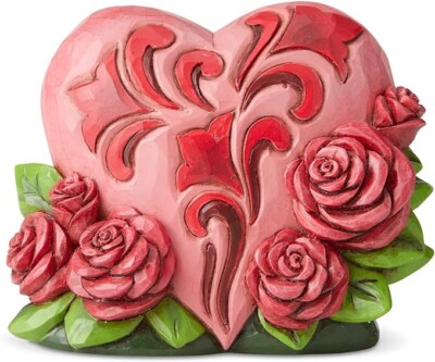 Enesco Jim Shore Heartwood Creek Heart with Roses Miniature Figurine, 3.25 Inch