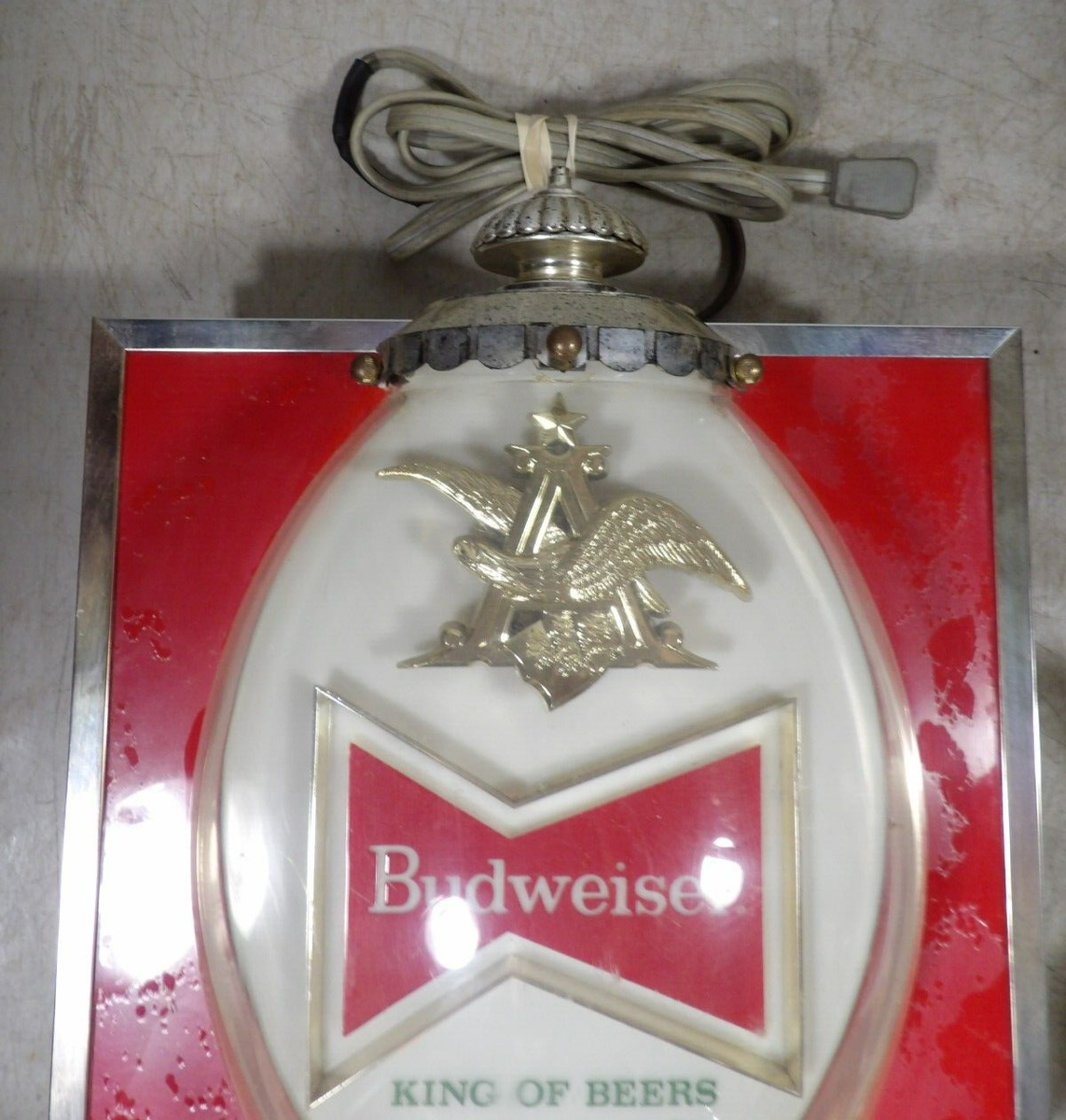 Vintage 1960s Budweiser Beer Lighted Bubble Sign Wall