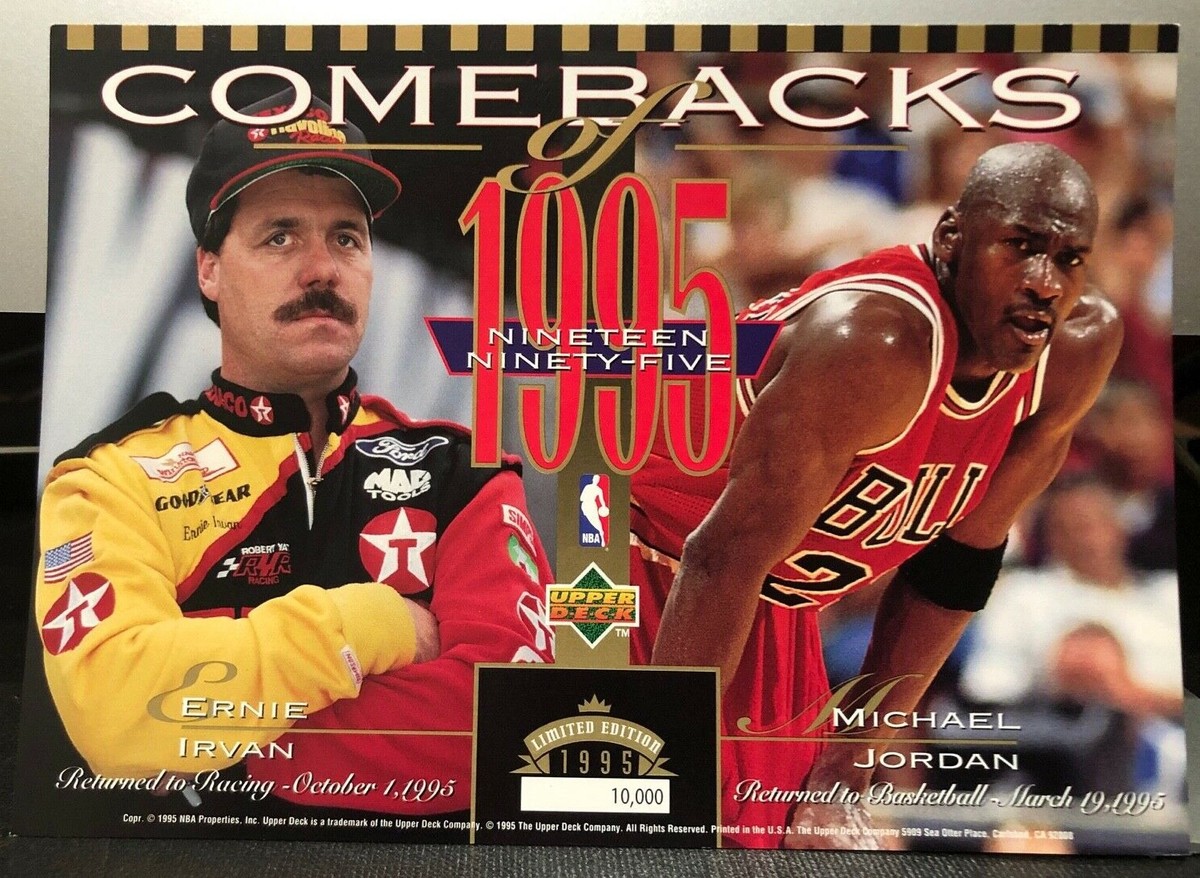 1995 UPPER DECK COMEBACKS MICHAEL JORDAN NBA ERNIE IRVAN NASCAR 5x7