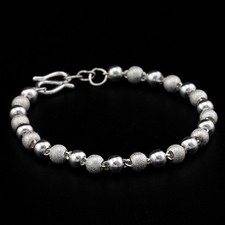 Lovely 5MM Ball Beaded Bracelet in 925 Sterling silver 7in Adjustable