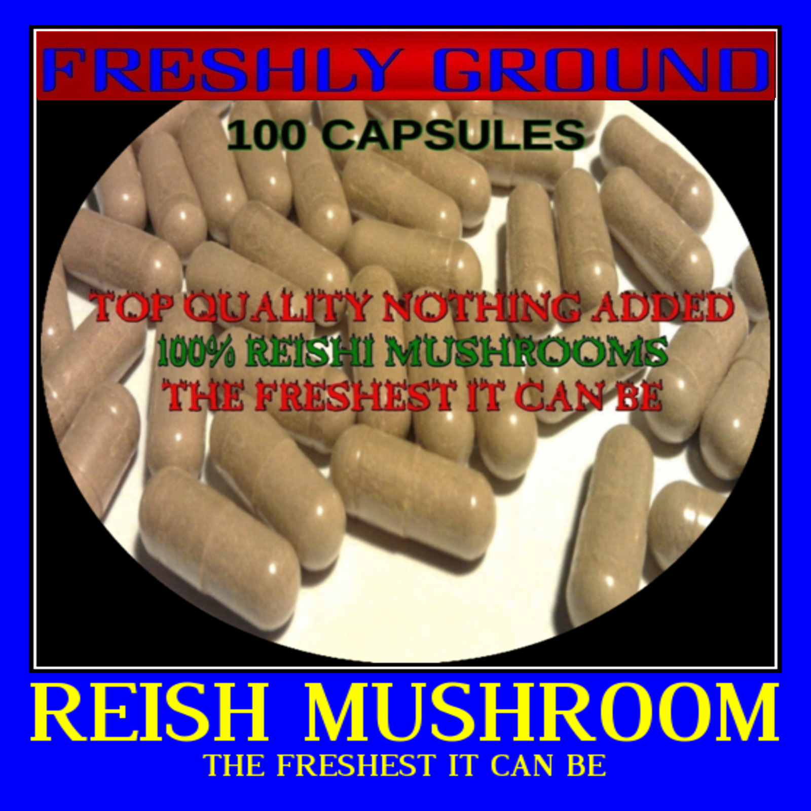 RED REISHI MUSHROOM Ganoderma Lucidum Fresh Top Quality 100 Vegetable Capsules