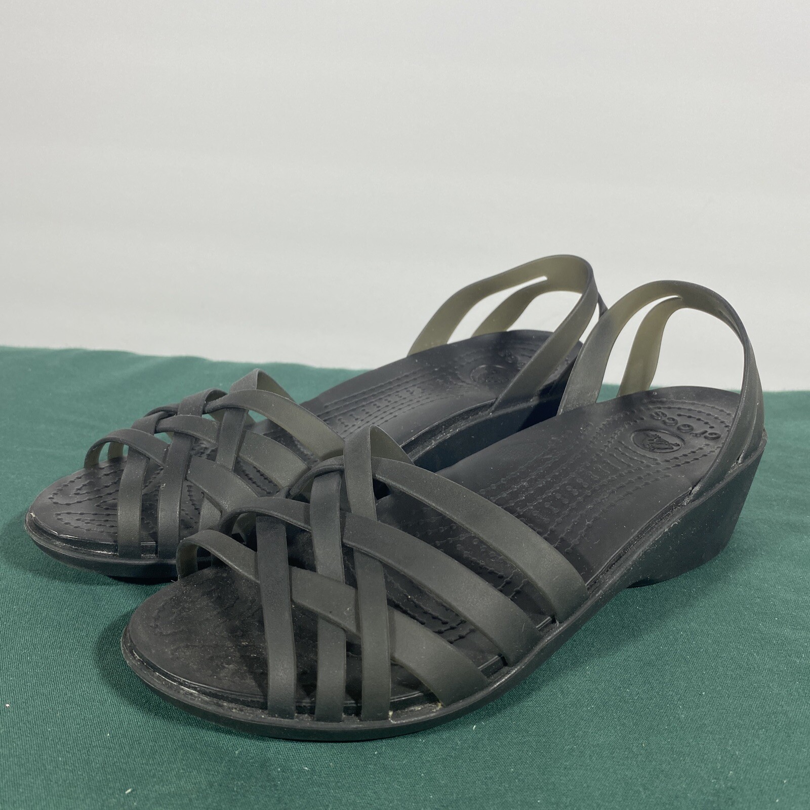 Crocs Hurache Mini Wedge Jelly Sandal Size 6 Black Cr… Gem