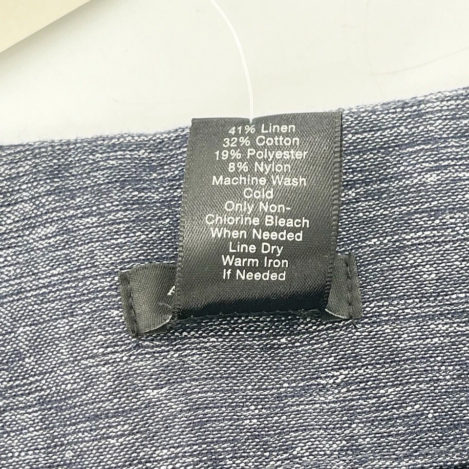 Ann Taylor 亚麻混纺海军蓝 A 字裙 10 码打褶旧钱学院 — 第 3/4 张图片