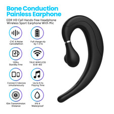 Ear Hook Bluetooth Wireless Headphone W/Mic Single Earbud Hands Free Painless