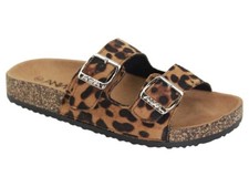 leopard print double strap sandals