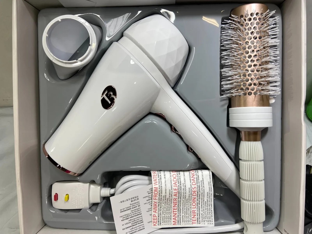 T3 Featherweight Luxe 2I Hair Dryer with Brush Gold Trim White