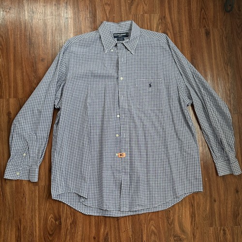 Vintage Ralph Lauren Golf Button Down Hemd blau kariert Herren Gr. XL