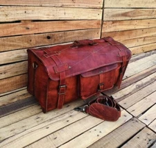 Leather Duffle Bag Handmade Leather Weekender Gym Flap Vacation Duffel TravelBag