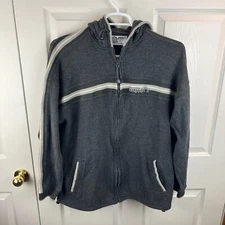 Men's Schott Bros Full Zip Sweater Hooded Gray XL Stripe Long Sleeve