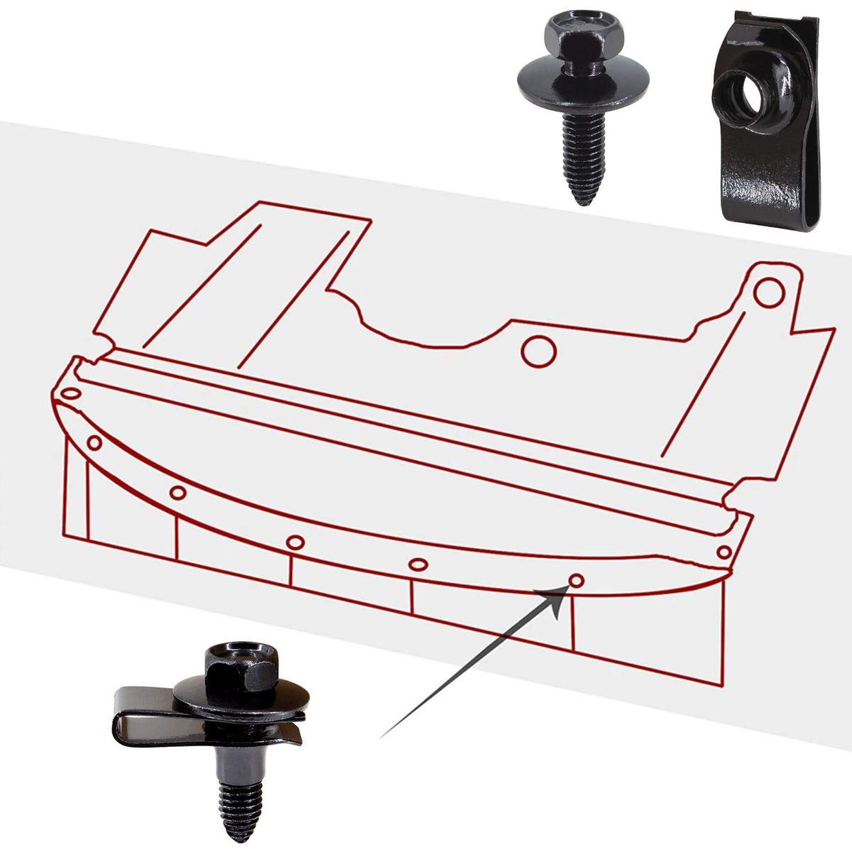 20Pcs (10ea) For GMC Truck Body Bolts &amp; U-nut Clips-M8-1.25 X