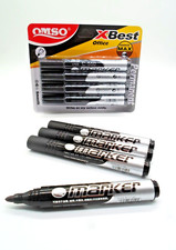 4 X Permanent Marker Pens Black Markers Bullet Tip High Quality Waterproof 
