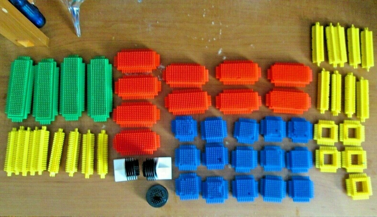 Vintage Old Playskool Playschool Building Bristle Blocks 55 piece set  1970's USA