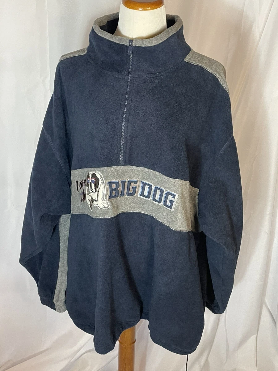 Vintage Big Dogs Sweater Men s 3XL XXXL Blue Fleece 1 4 Zip