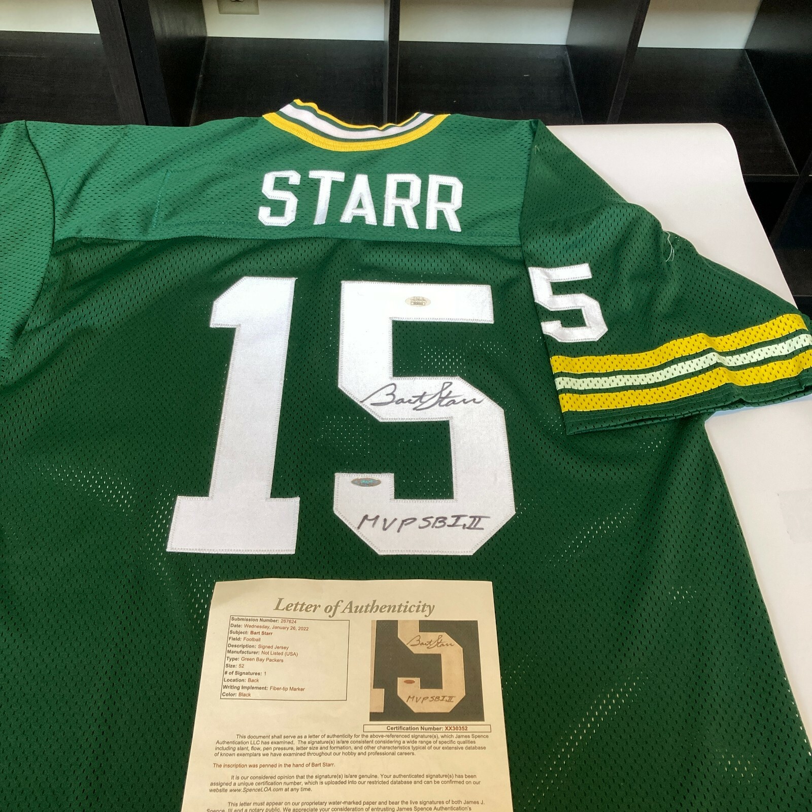 Bart Starr Autographed Signed "Super Bowl I & Ii MVP" Green Bay Packers Jersey JSA COA 