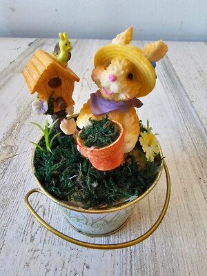 Easter Bunny birdhouse snail bucket spring rabbit decor unique shabby chic