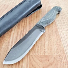 Anza Boddington Fixed Knife 4.25" Carbon Steel Full Tang Blade Micarta Handle