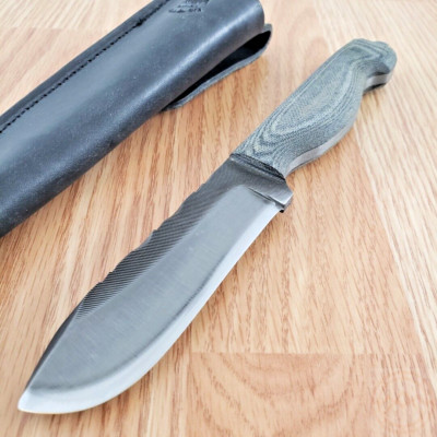Anza Boddington Fixed Knife 4.25'' Carbon Steel Full Tang Blade Micarta Handle