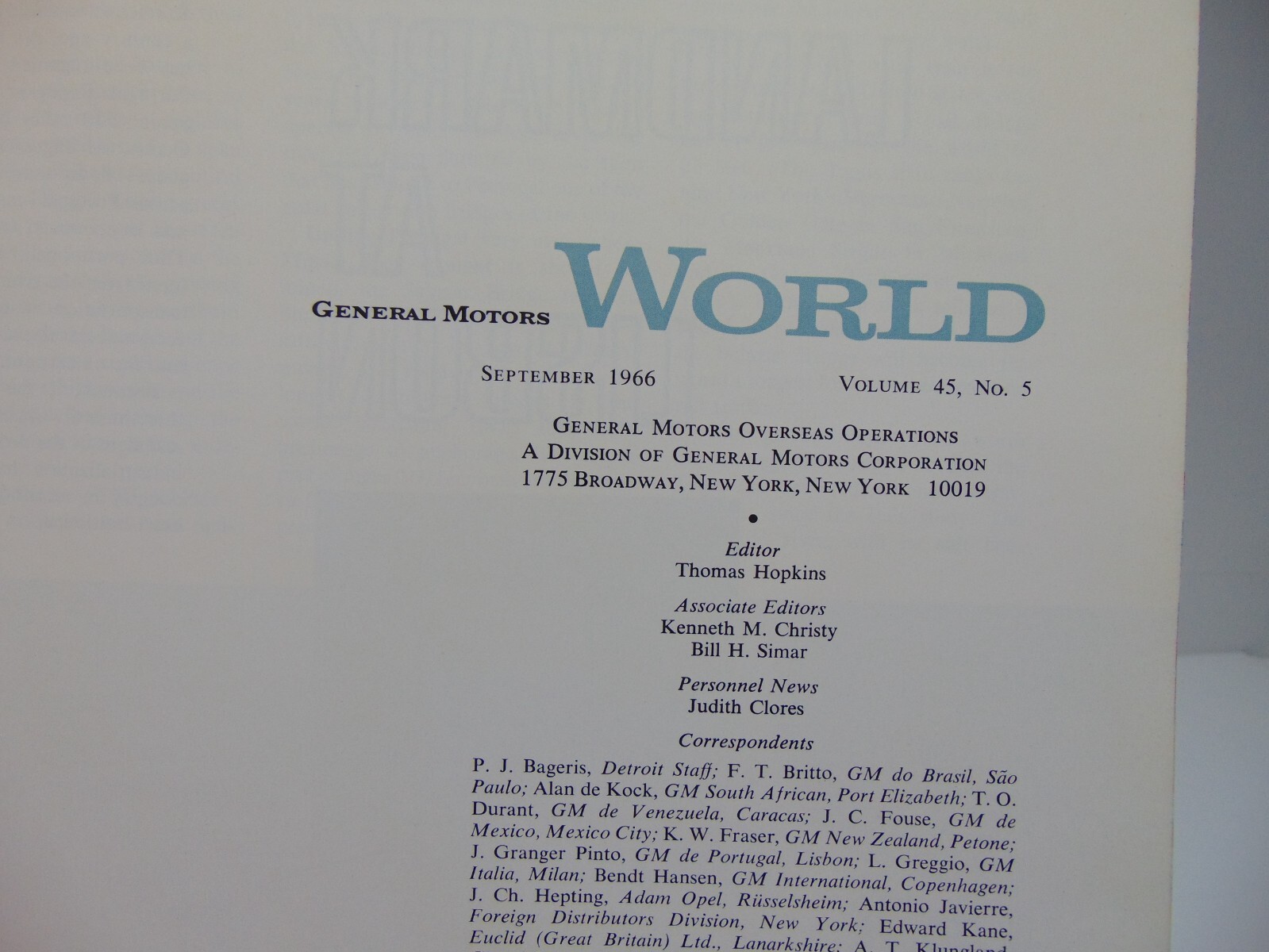 General Motors World September 1966 Volume 45 Number 5