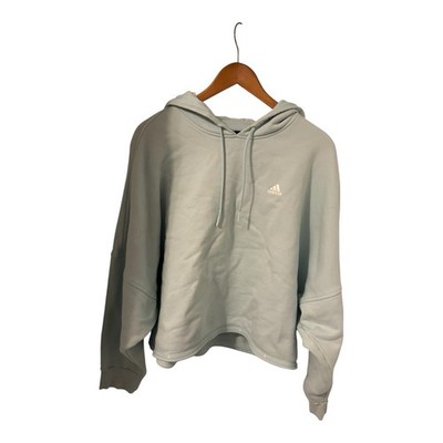 adidas Women's Cropped Hoodie Light Mint Color, Drop Sleeves, Size XL