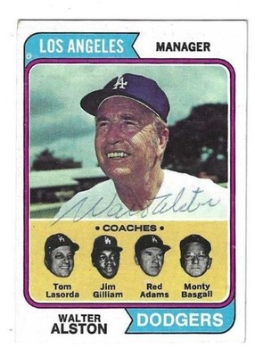 Autographed WALTER ALSTON Los Angeles Dodgers 1974 Topps Card #144 -  COA