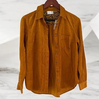 Anthropologie From The Heart Of Building 13 Corduroy Shirt Button Up Sz 2 NEW