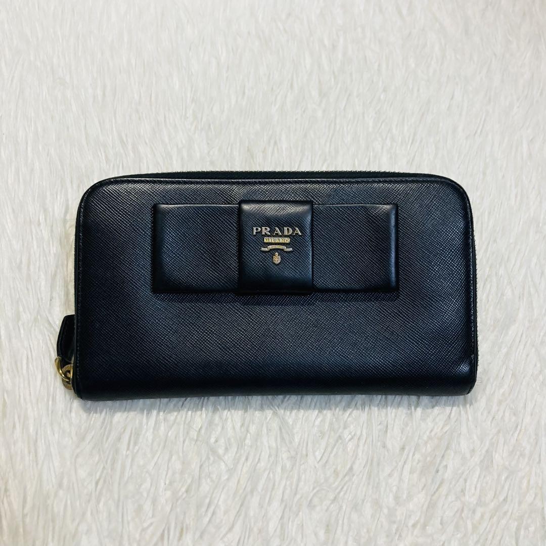 Prada Black Leather Long Wallet Classic Card Holder Unused Authentic