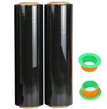 2-Pack Black Stretch Wrap 18" x 1000 Feet 80 Gauge Industrial Strength with P...