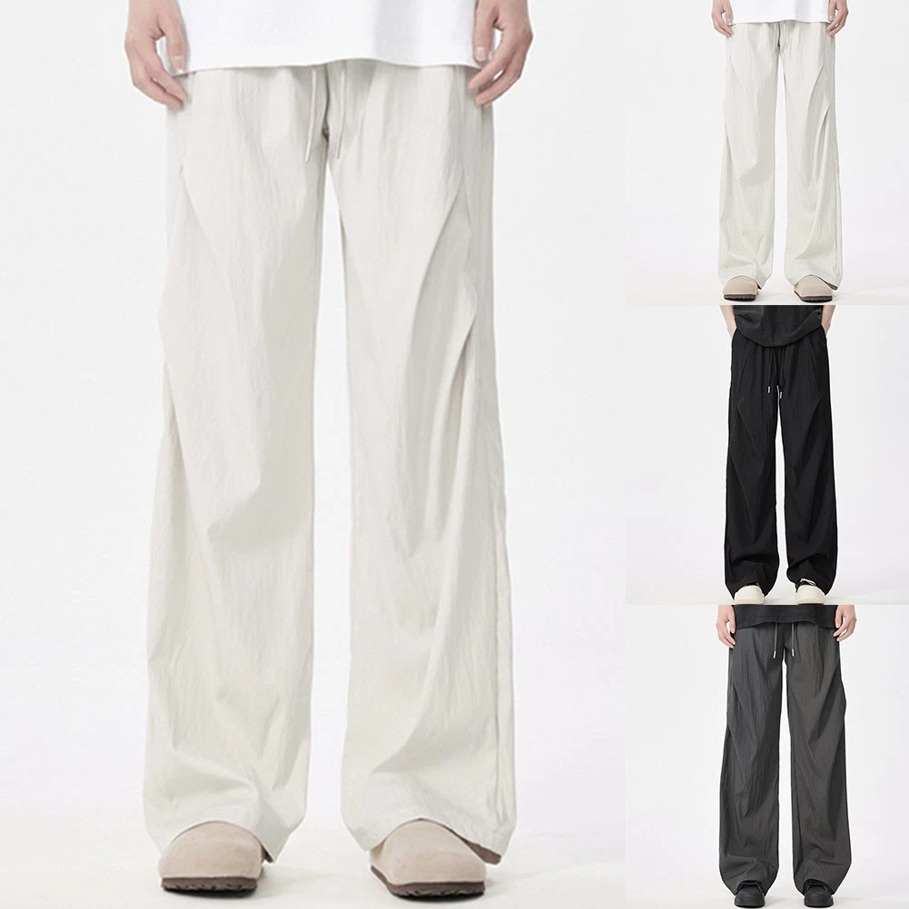 Lightweight Mens Pants with Ice Silk Fabric for Comfortable All Seasons Use