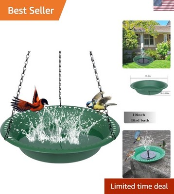 Lightweight 10-Inch Bird Bath & Feeder with Rust-Proof Chain for Easy Hanging