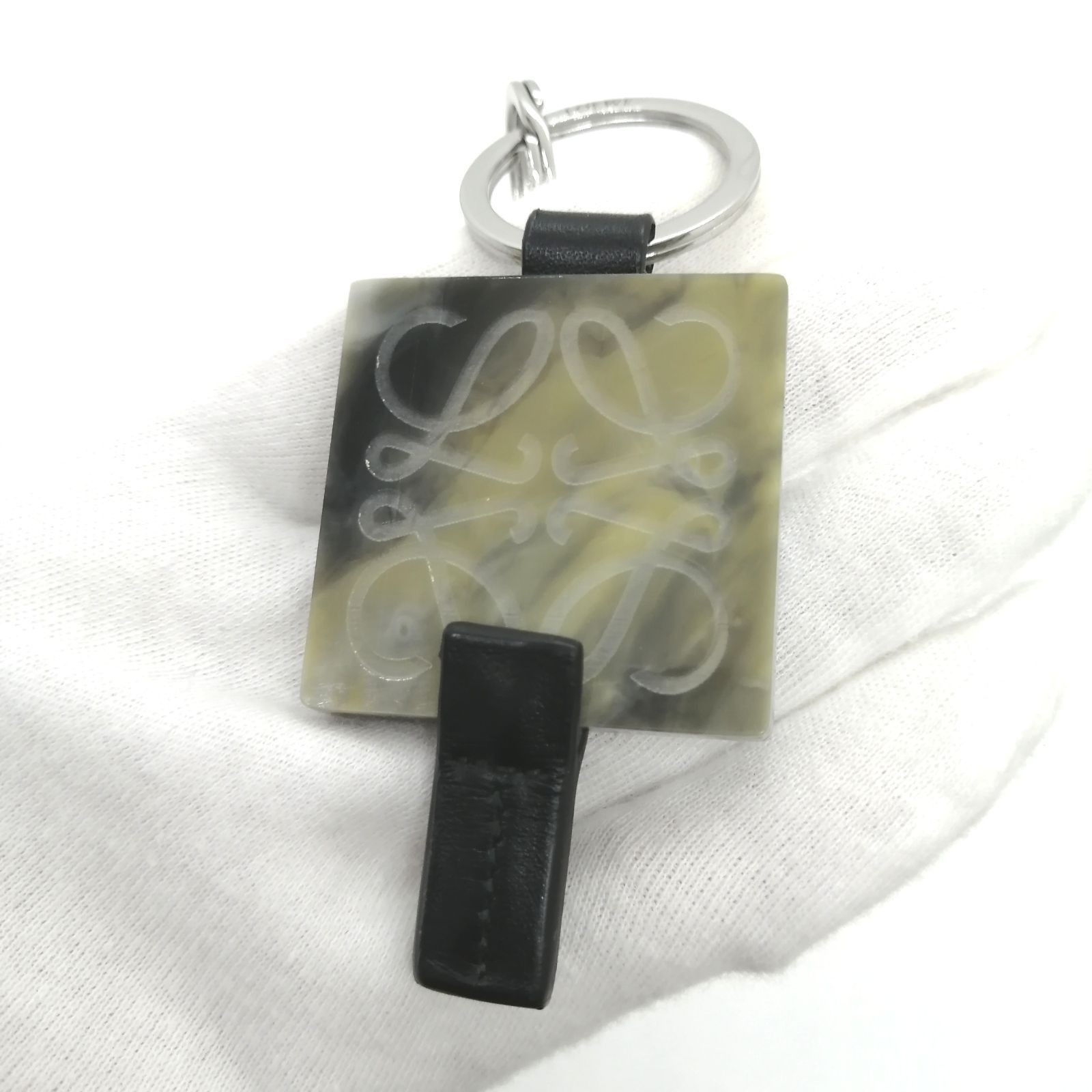 LOEWE Keyring Keychain Marble Pattern Anagram Squ… - image 3