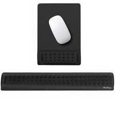 Black Keyboard Wrist Rest, Mouse Pad, Wrist Support Set, Memory Foam, Ergonomic