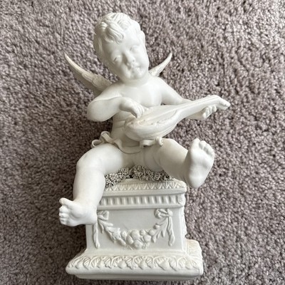 Vintage Cherub Angel Figurine Playing Mandolin 