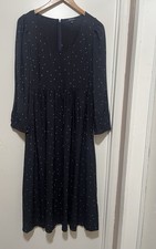 Madewell Alicia Long-Sleeve Scoopneck Midi Dress Size 6 Blue Night Stars Print
