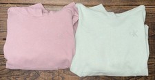 Calvin Klein Women s Pastel Teal Pink Hoodie Size Medium Pullover Short Length
