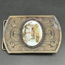 Vintage Horse Belt Buckle Western Scroll Oval Cabochon Equestrian Retro