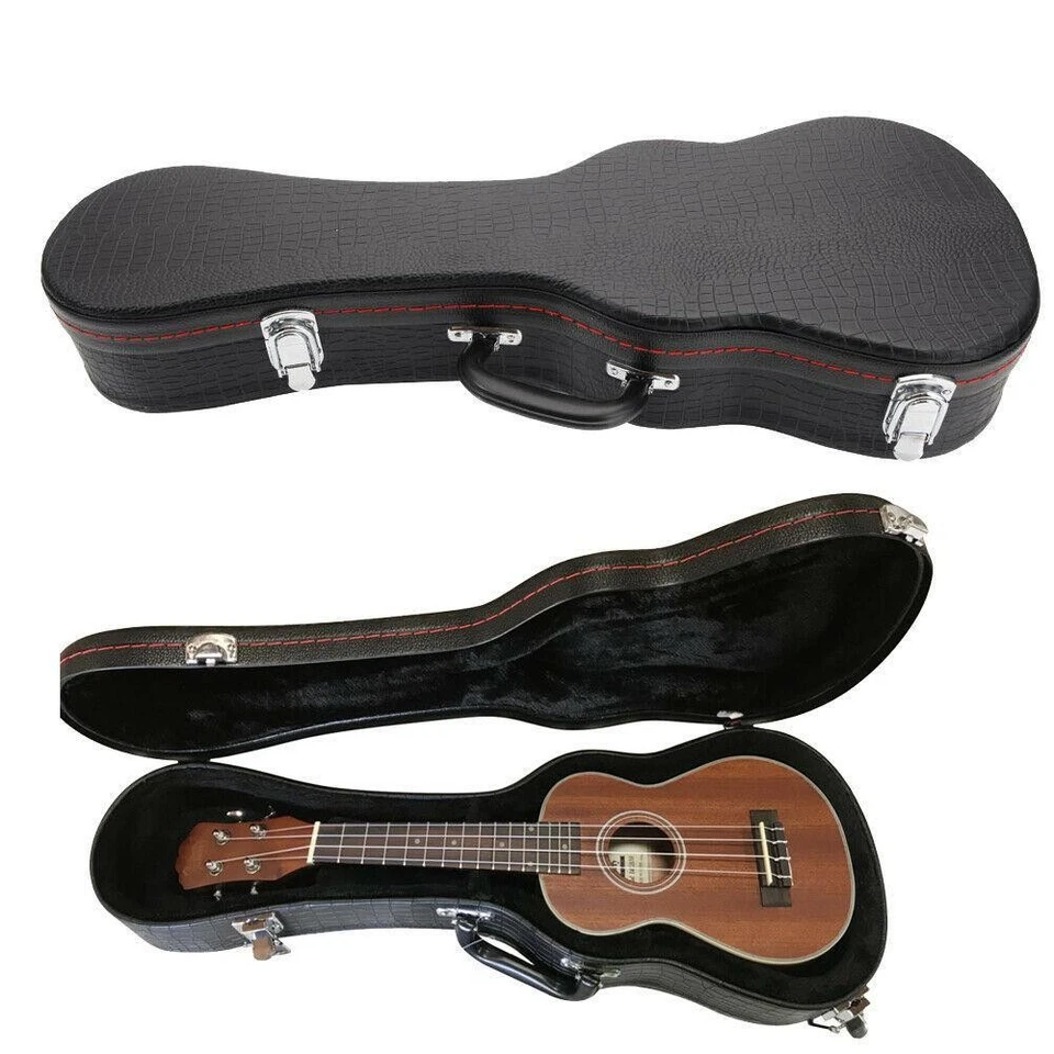 New 21" Soprano Black Protable Hard Shell Ukulele Case