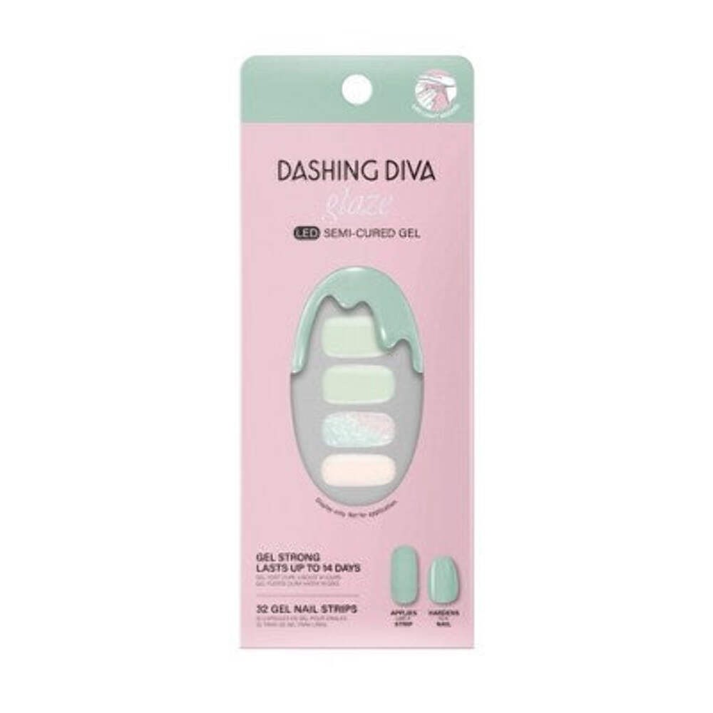 Dashing Diva Glaze Semi-Cured Gel Nail Polish Strips Emerald Marble 32ct - New