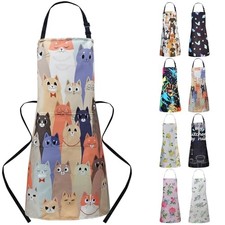 Adjustable Waterproof Kitchen Apron for Women with 2 Cute Animal Apron Cat