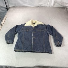 Vintage Sears Roebucks Denim Jacket Mens 42 Blue Sherpa Lined Trucker Workwear