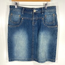 VTG Unionbay Y2K Blue Denim Knee Length Skirt Junior Womens 11